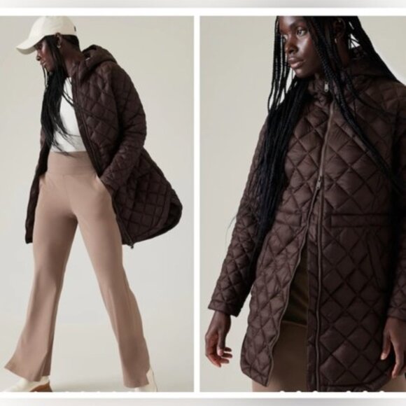 Athleta Whisper Featherless Puffer Parka Toasted Brown Size Medium - Picture 3 of 8
